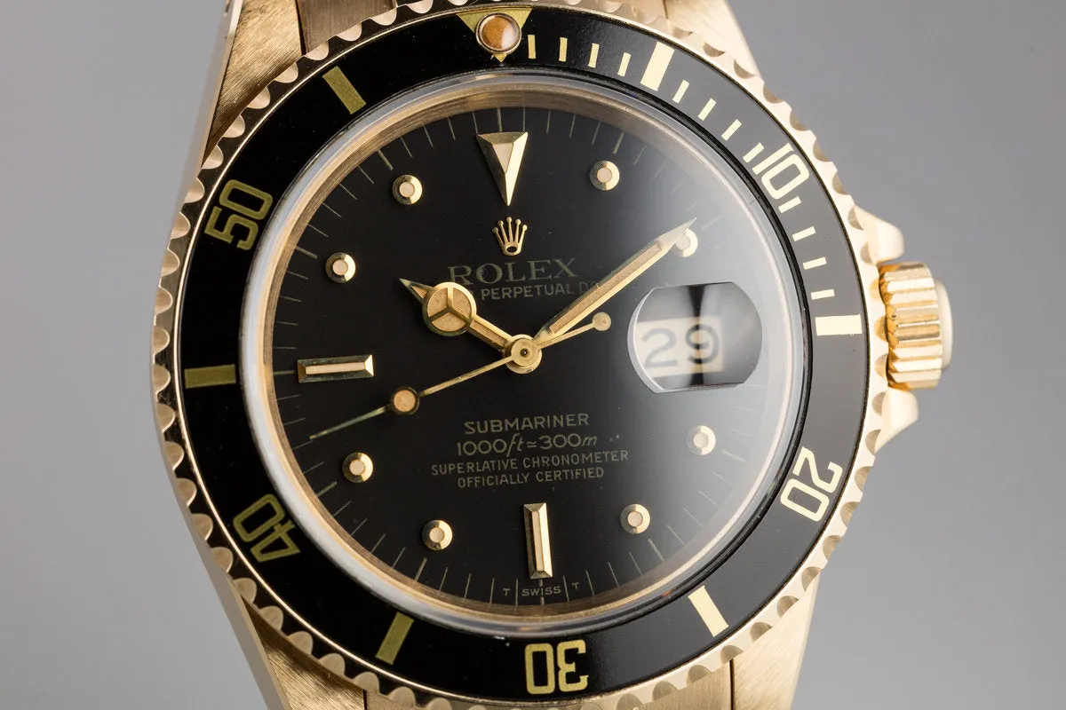 1981 Rolex 18K YG Submariner 16808 Matte Black Nipple Dial