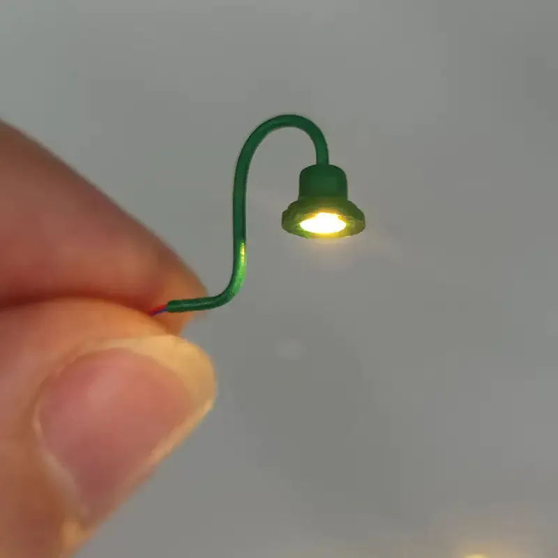 5Pcs HO 1/87 Scale Wall Mount Gooseneck Lamp