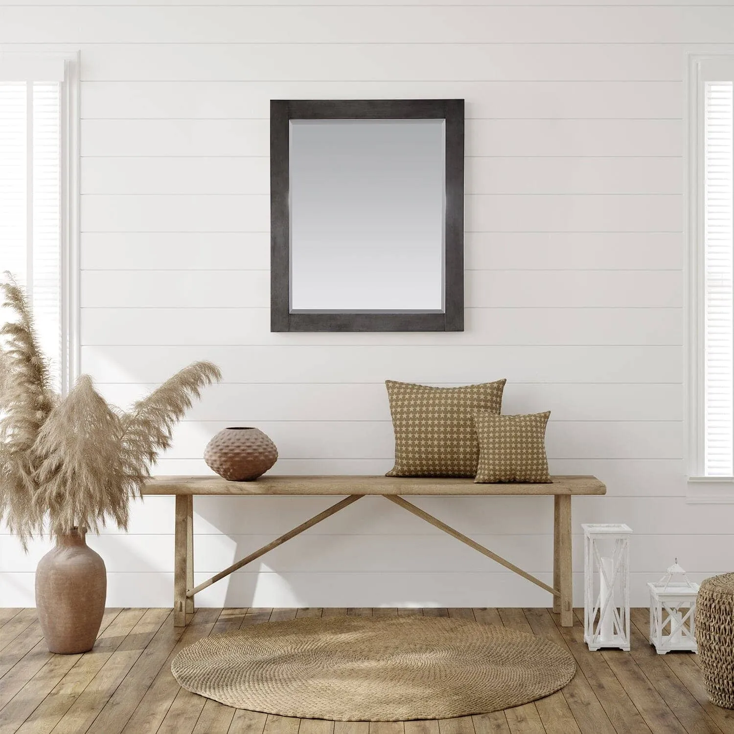 Altair Maribella 28 x 36  Wood Framed Bathroom Wall Mirror