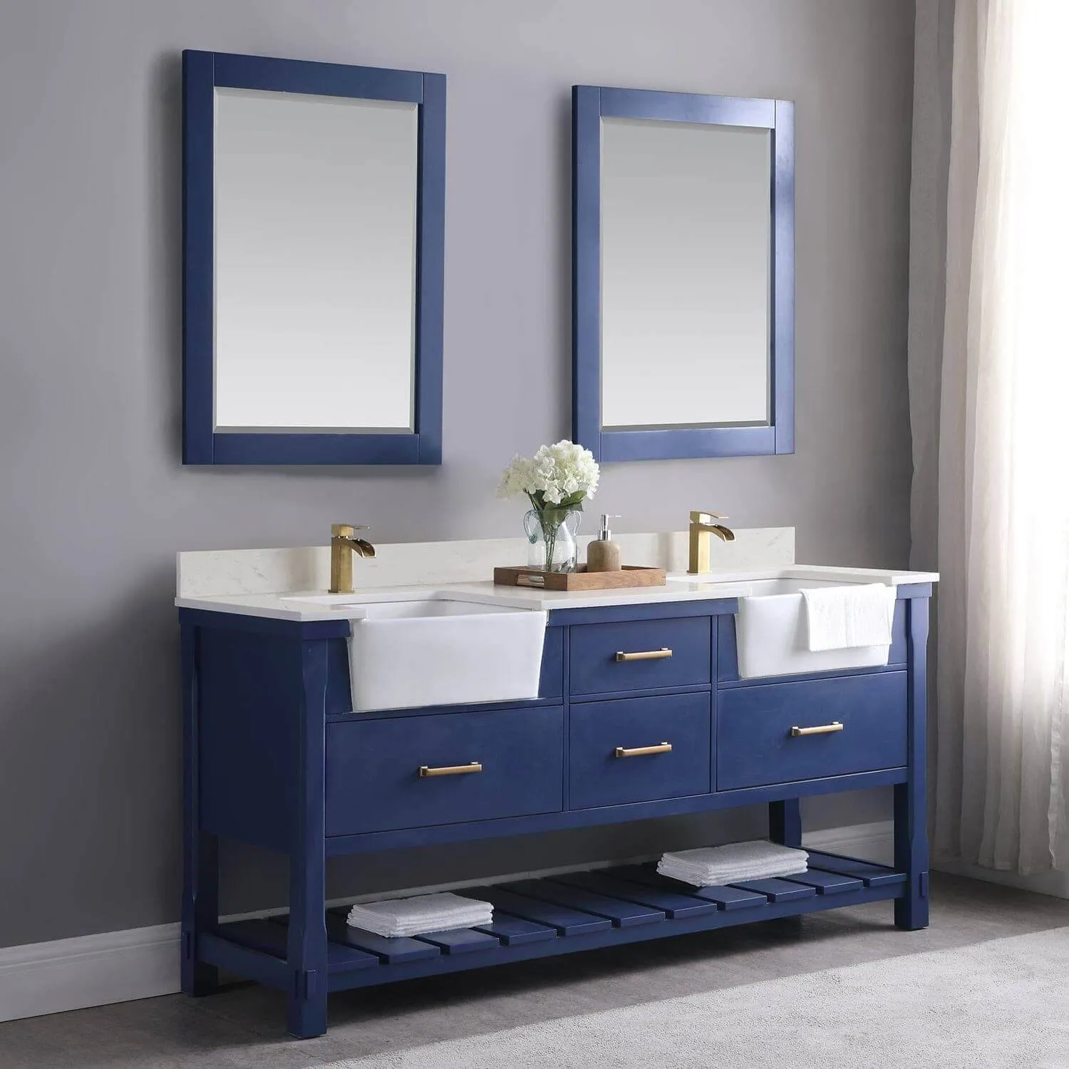 Altair Maribella 28 x 36  Wood Framed Bathroom Wall Mirror