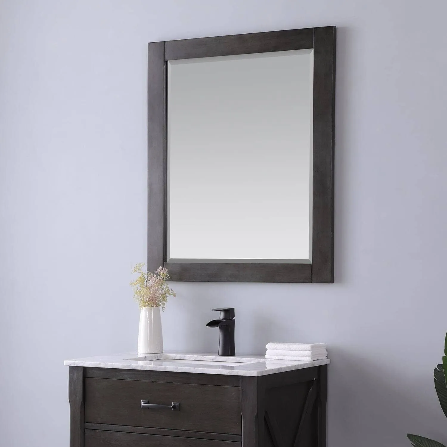Altair Maribella 28 x 36  Wood Framed Bathroom Wall Mirror