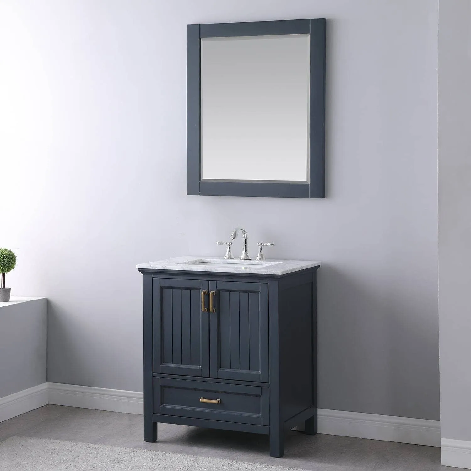 Altair Maribella 28 x 36  Wood Framed Bathroom Wall Mirror