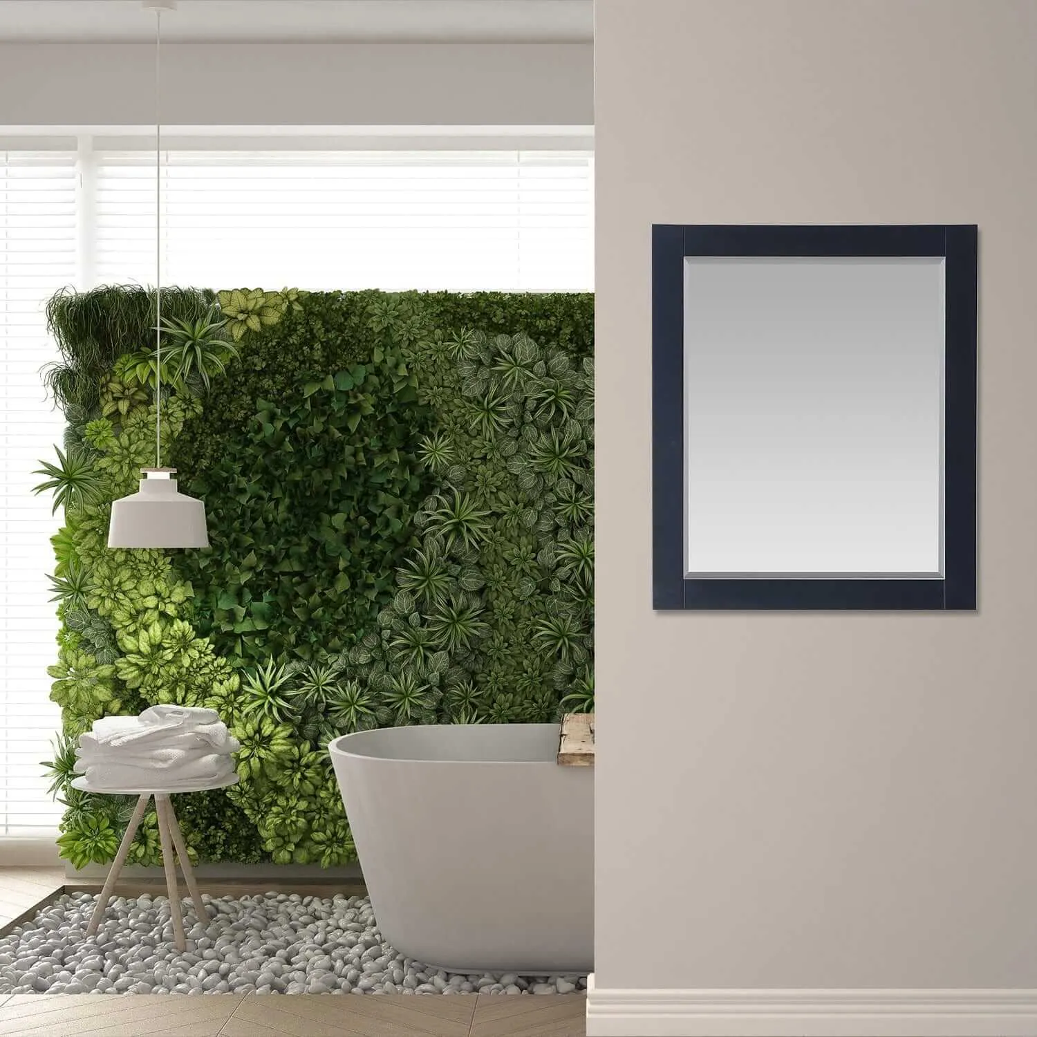 Altair Maribella 28 x 36  Wood Framed Bathroom Wall Mirror