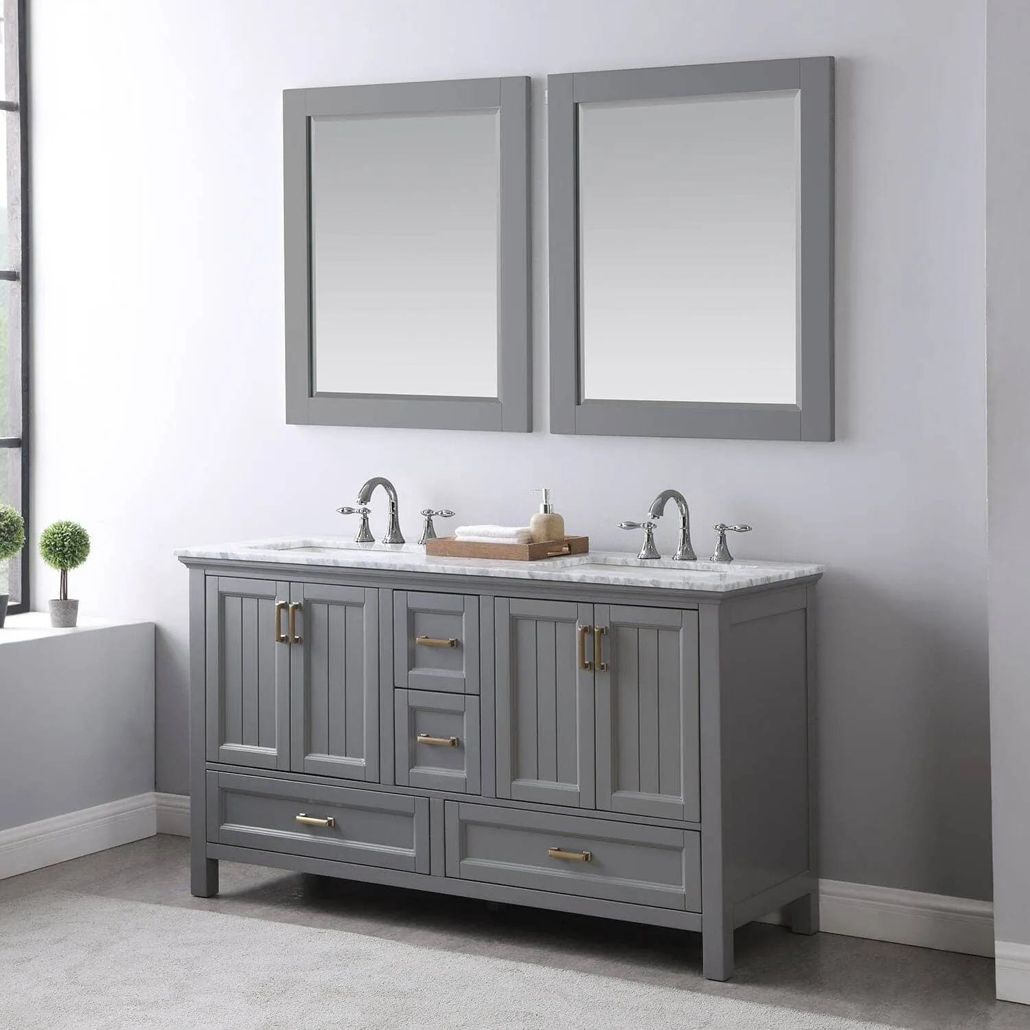 Altair Maribella 28 x 36  Wood Framed Bathroom Wall Mirror
