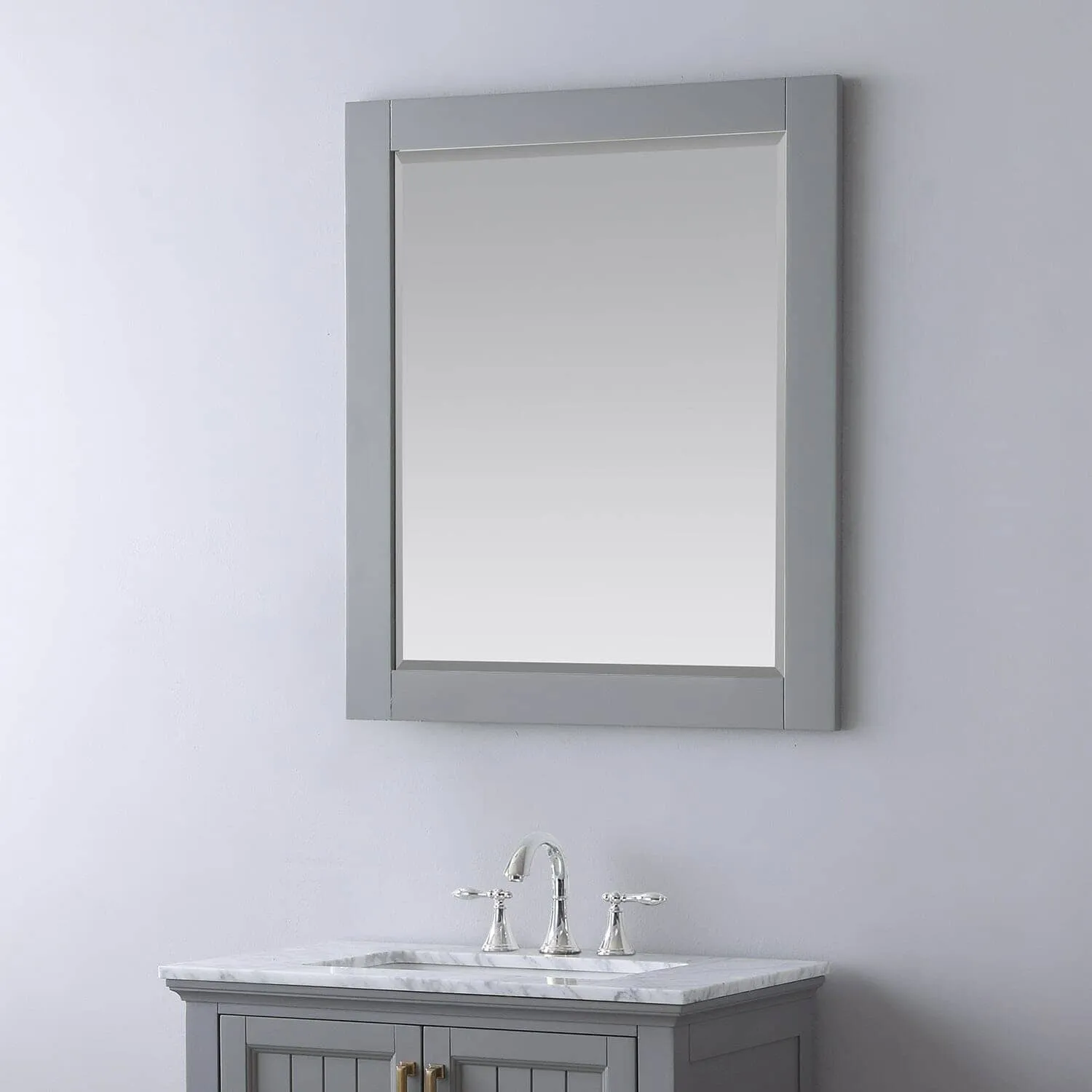Altair Maribella 28 x 36  Wood Framed Bathroom Wall Mirror