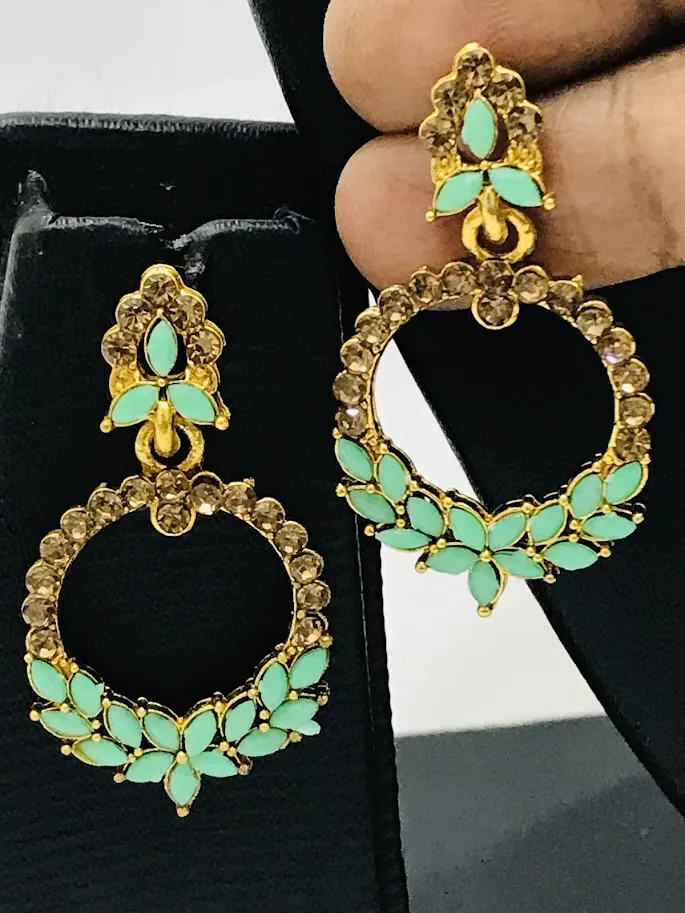 Attractive Light Green color Flower design Beautiful Earrings