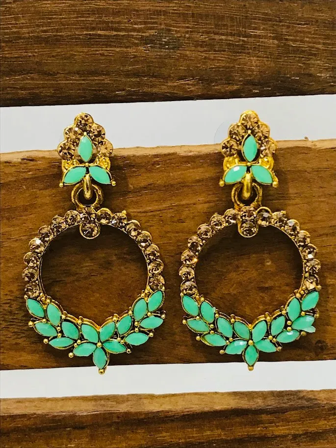 Attractive Light Green color Flower design Beautiful Earrings