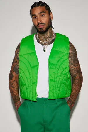 Avalon Nylon Cropped Tactical Padded Vest - Green