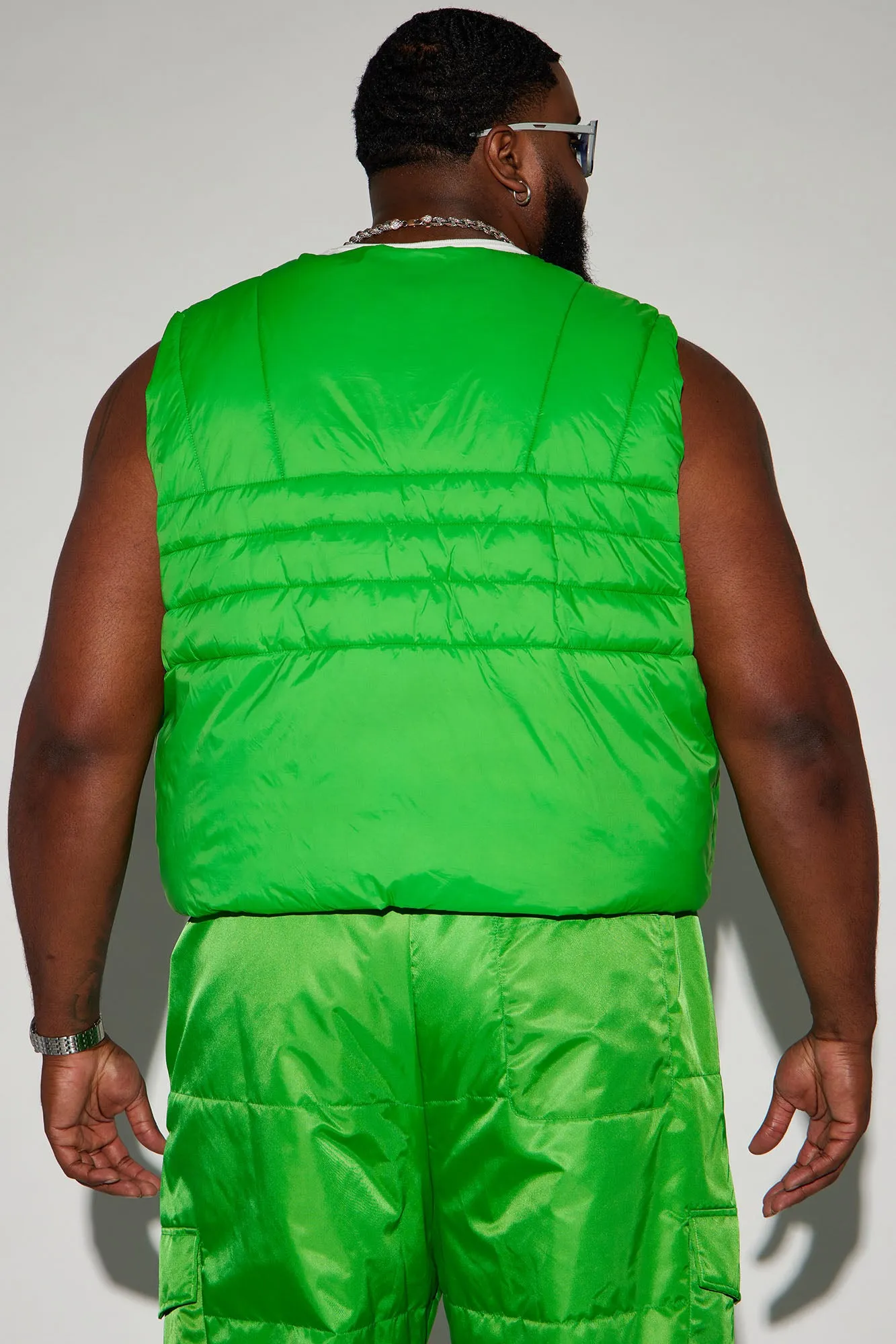 Avalon Nylon Cropped Tactical Padded Vest - Green