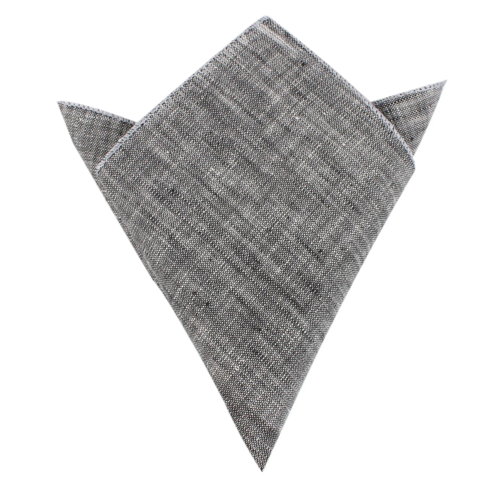 Black Linen Chambray Pocket Square