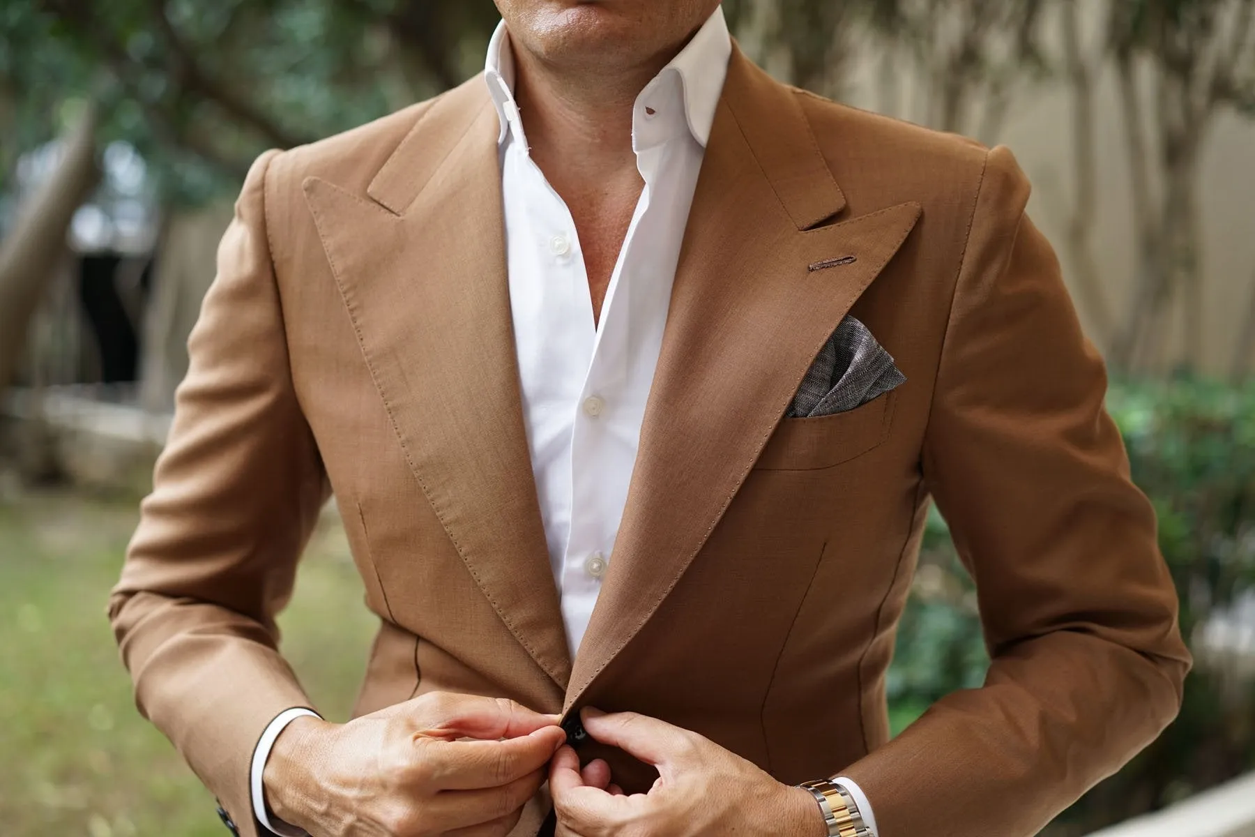 Black Linen Chambray Pocket Square