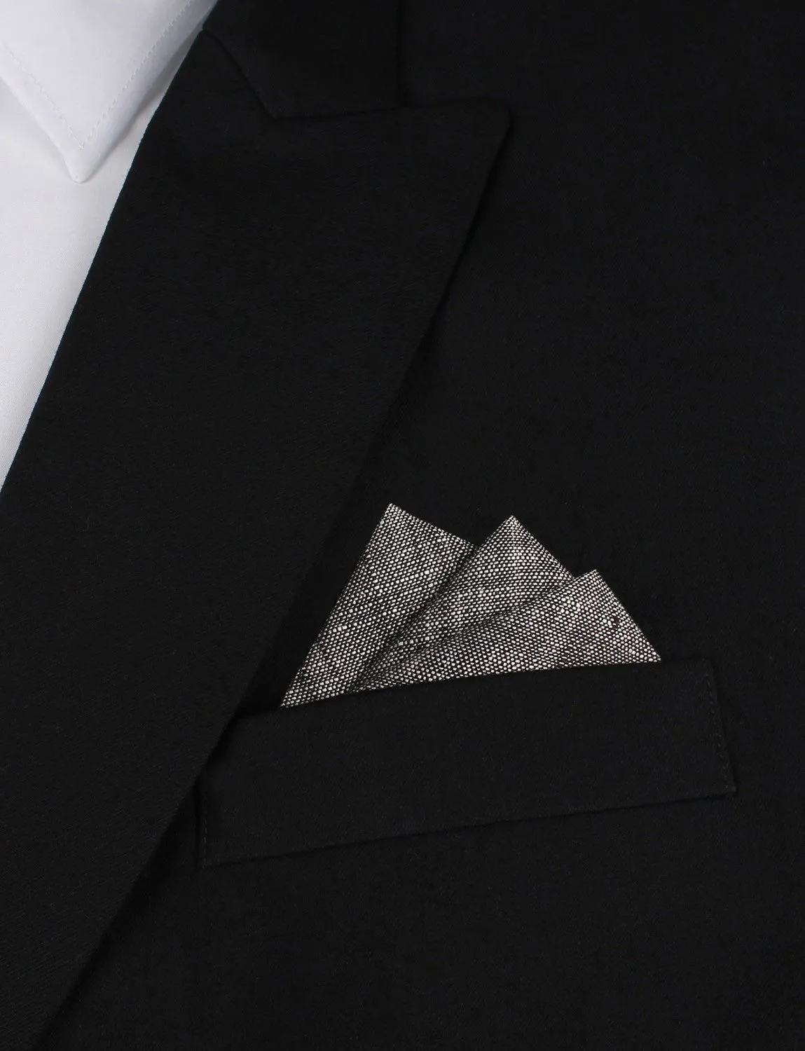 Black Linen Chambray Pocket Square