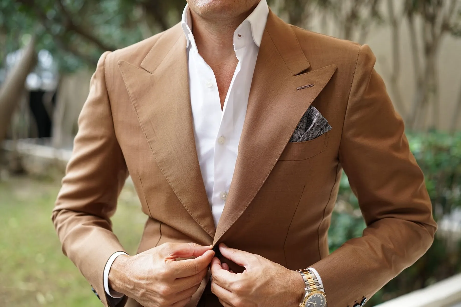 Black Linen Chambray Pocket Square