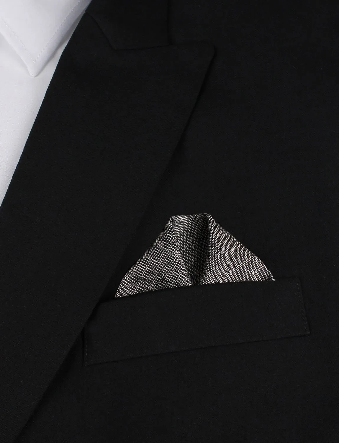 Black Linen Chambray Pocket Square