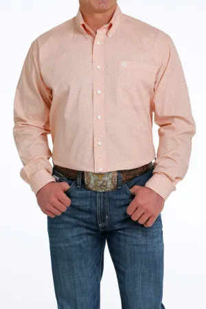 Cinch Mens Orange Print Buttoned Down Western L/S Shirt - MTW1105521