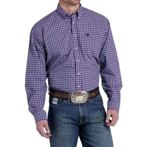 Cinch Mens Purple Plaid L/S Shirt