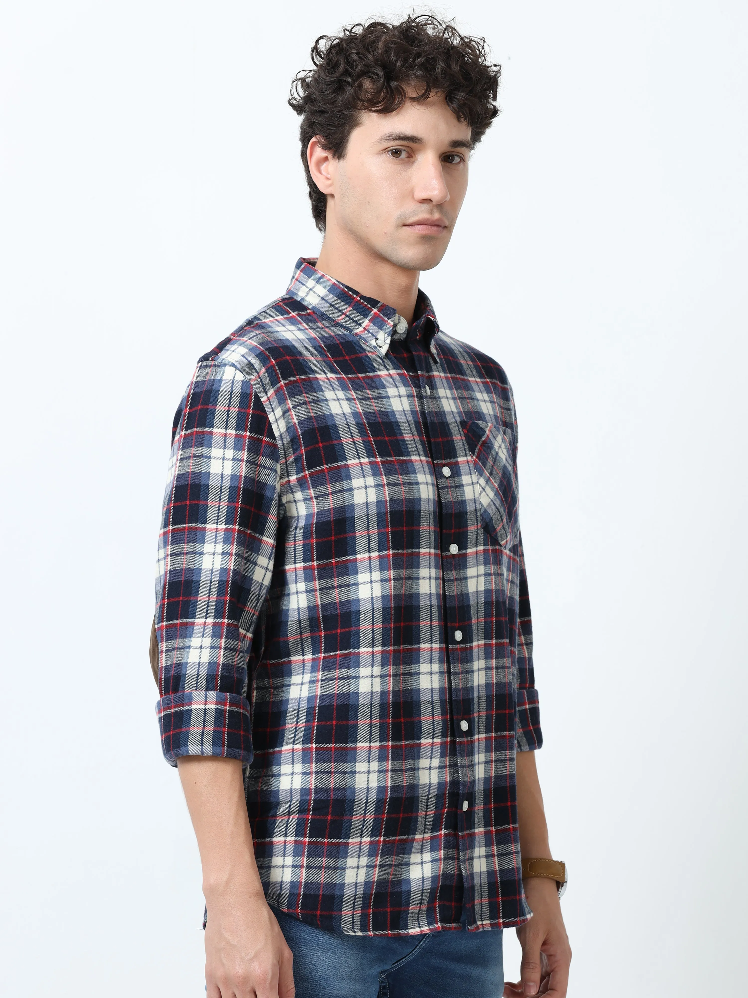 Clio - Brushed Checkered Shirt - Blue Checkered