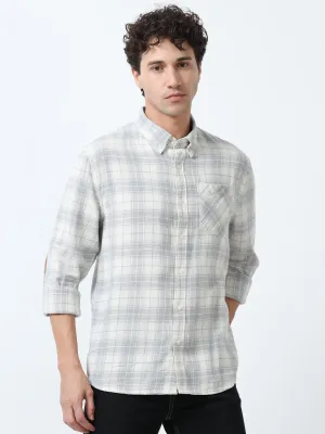 Clio - Brushed Checkered Shirt - White and Grey