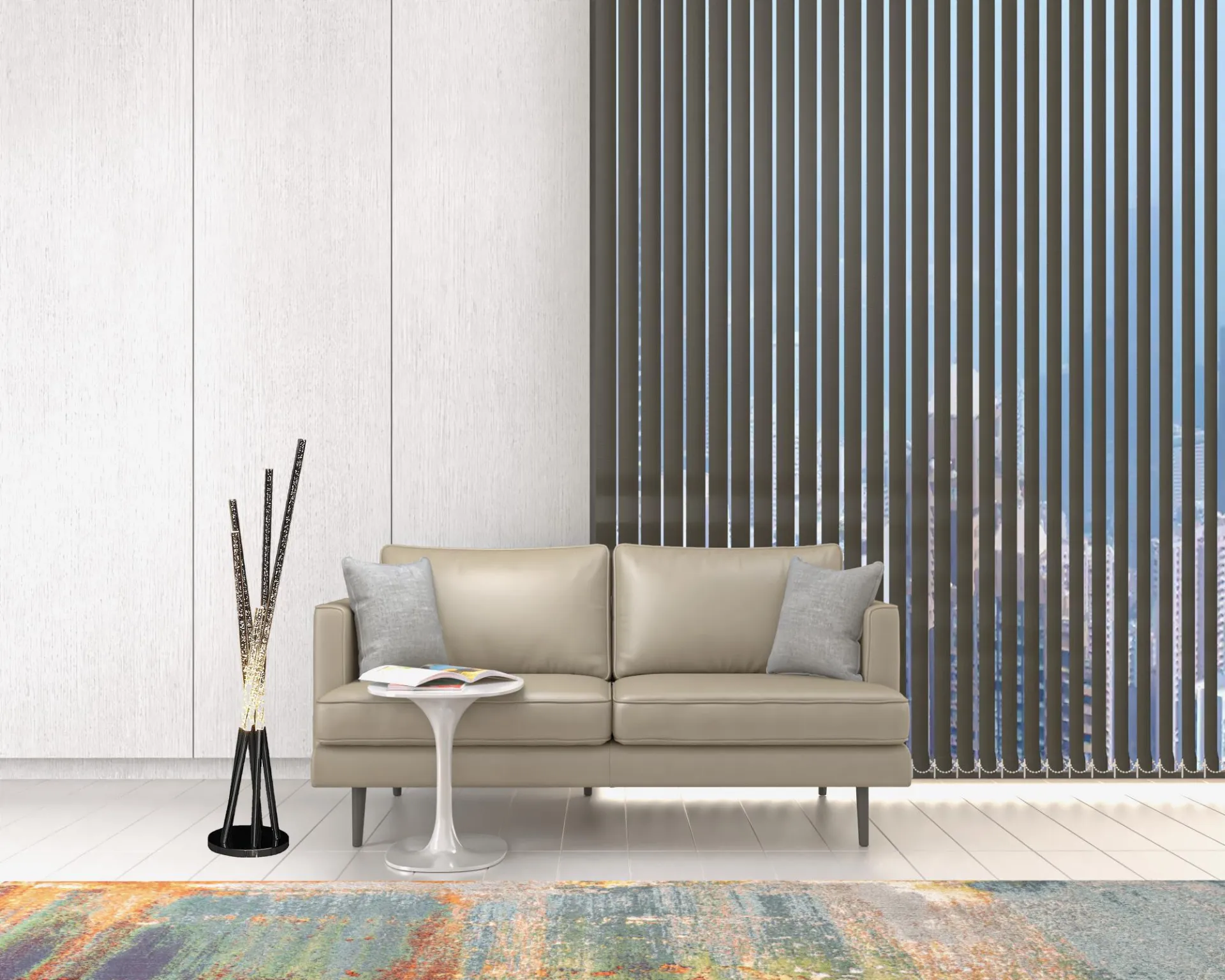 Contemporary Chrome Five Light LED Tubular Contemporary Floor Lamp