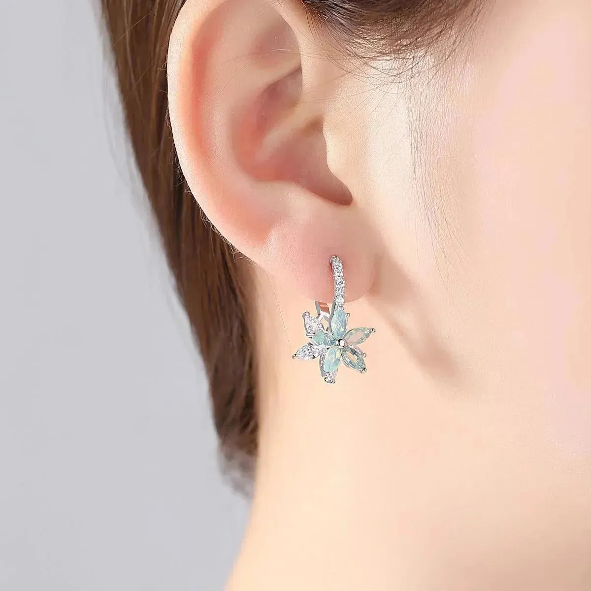 Crystal Flower Women's Earrings Korean Fashion