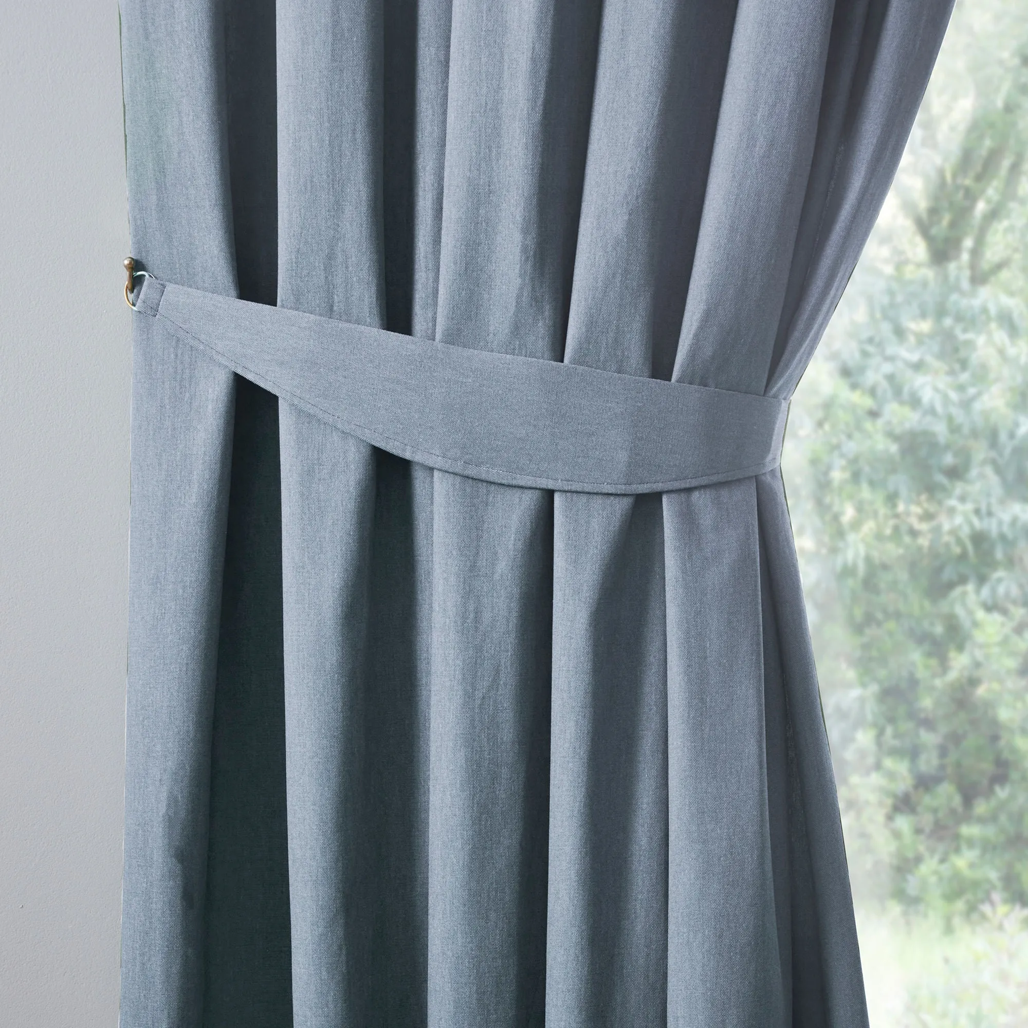 Dijon Pair of Pencil Pleat Curtains by Fusion in Light Blue