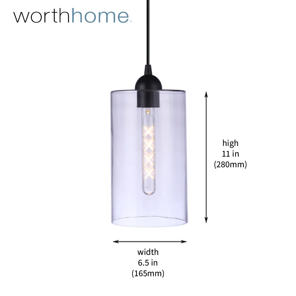 Extra Large Matte Black Clear Cylinder Instant Pendant Recessed Can Conversion Kit