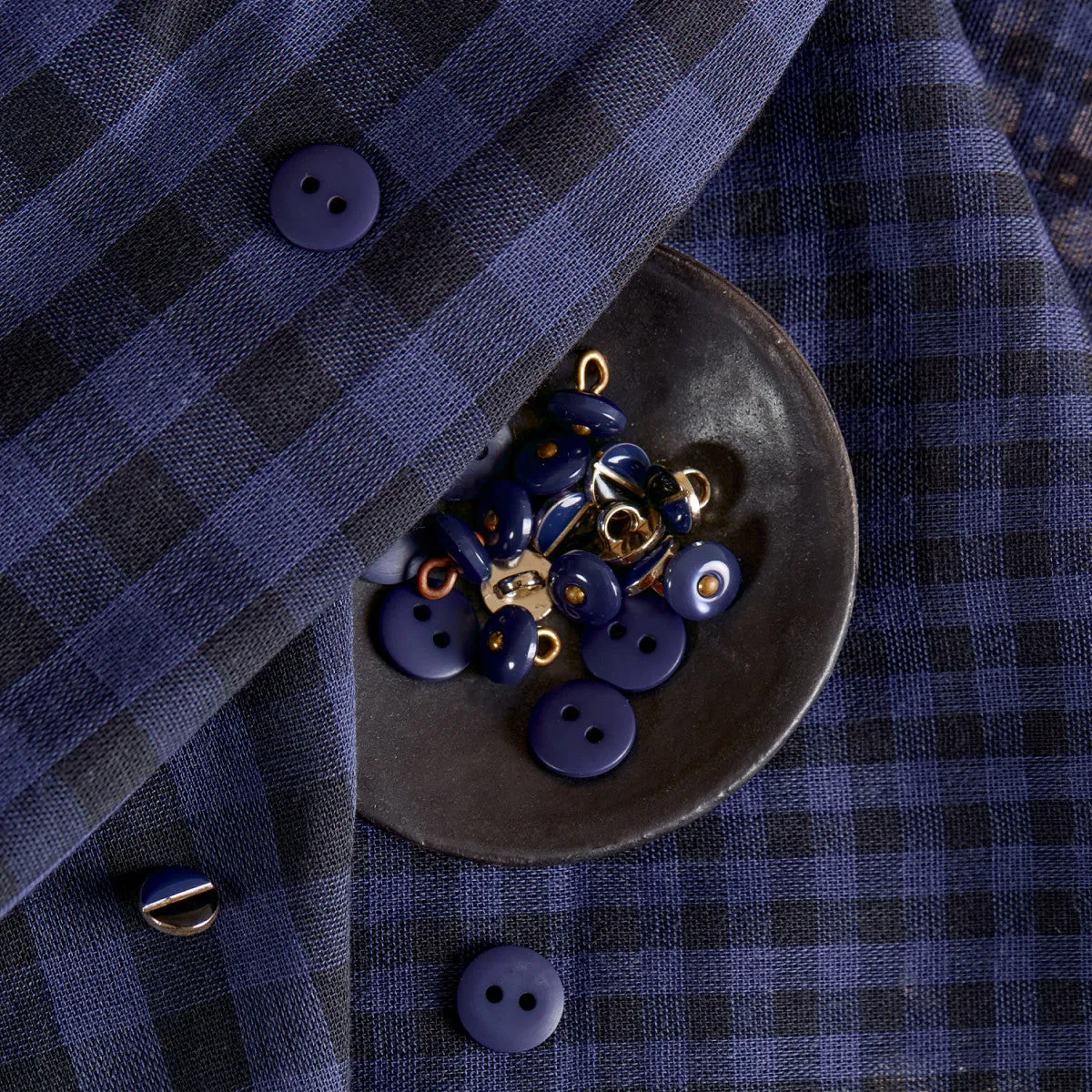 Gingham Double Gauze - Atelier Brunette - Night Cobalt