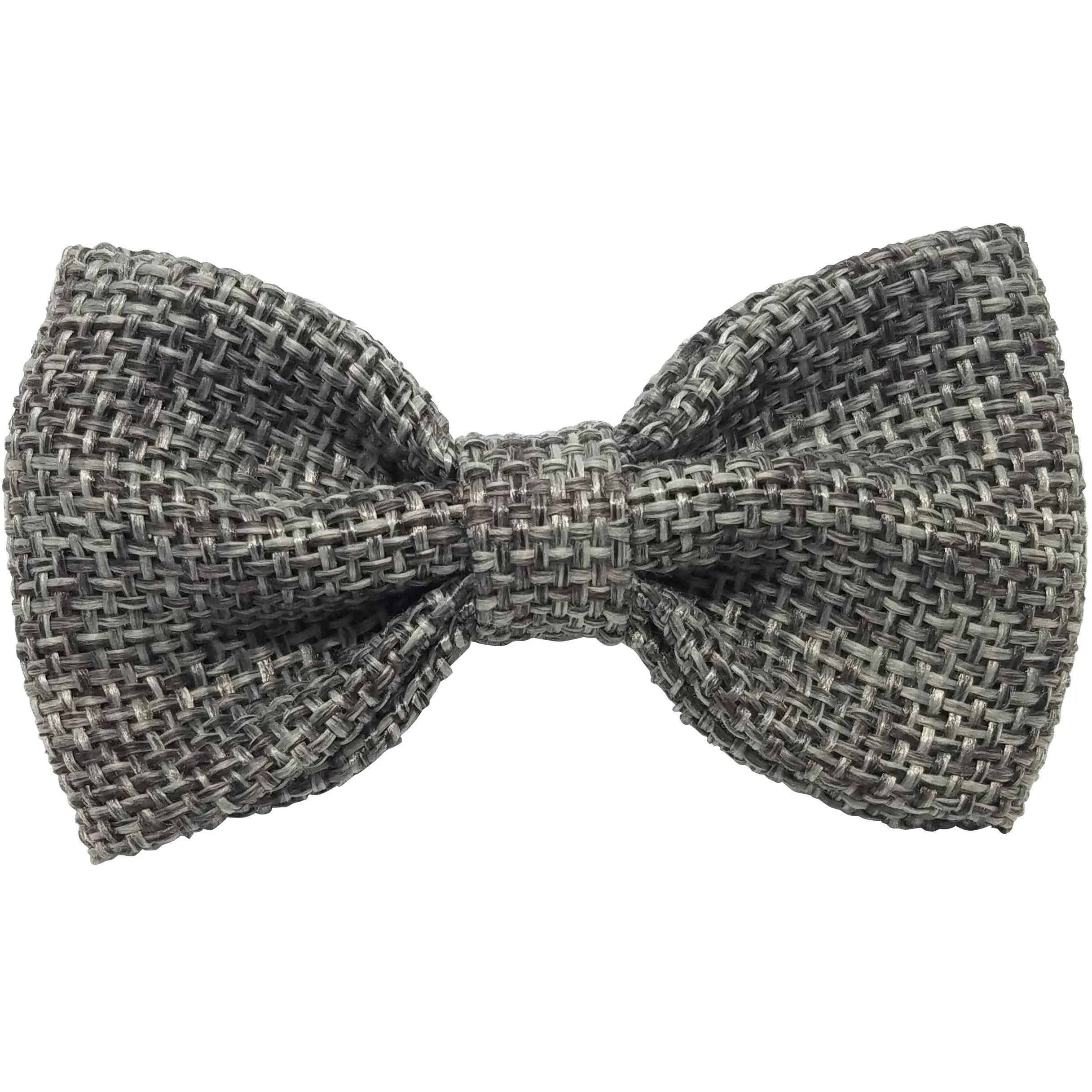 Grey 3" Burlap Hair Bow clips