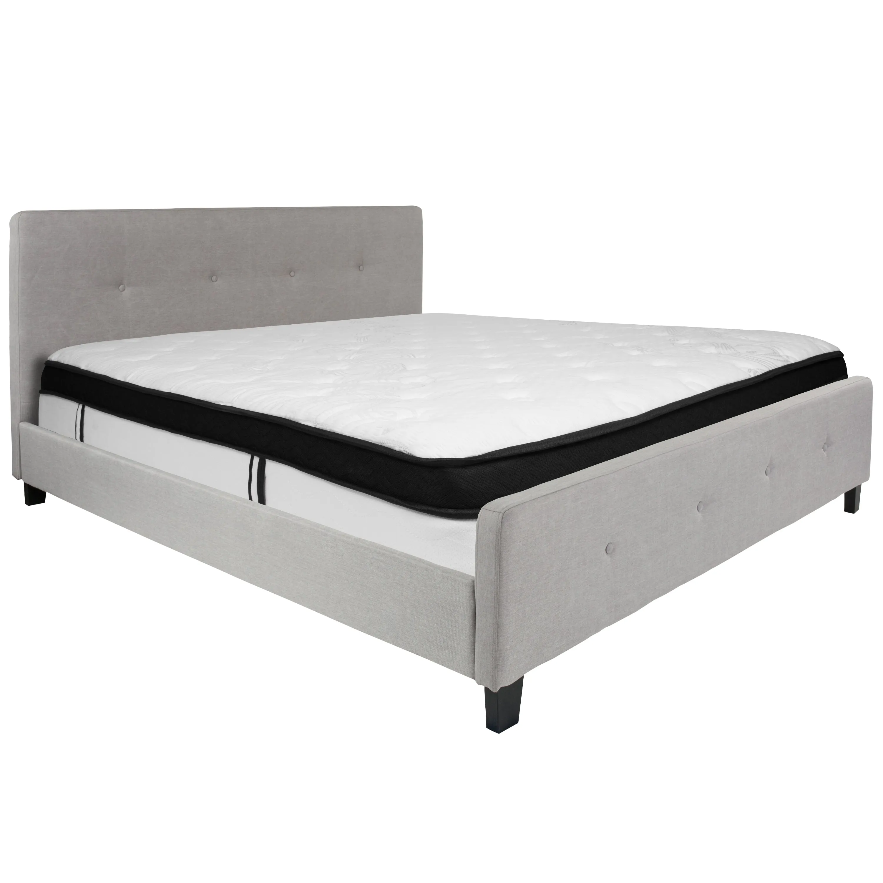 King Platform Bed Set-Gray HG-BMF-28-GG
