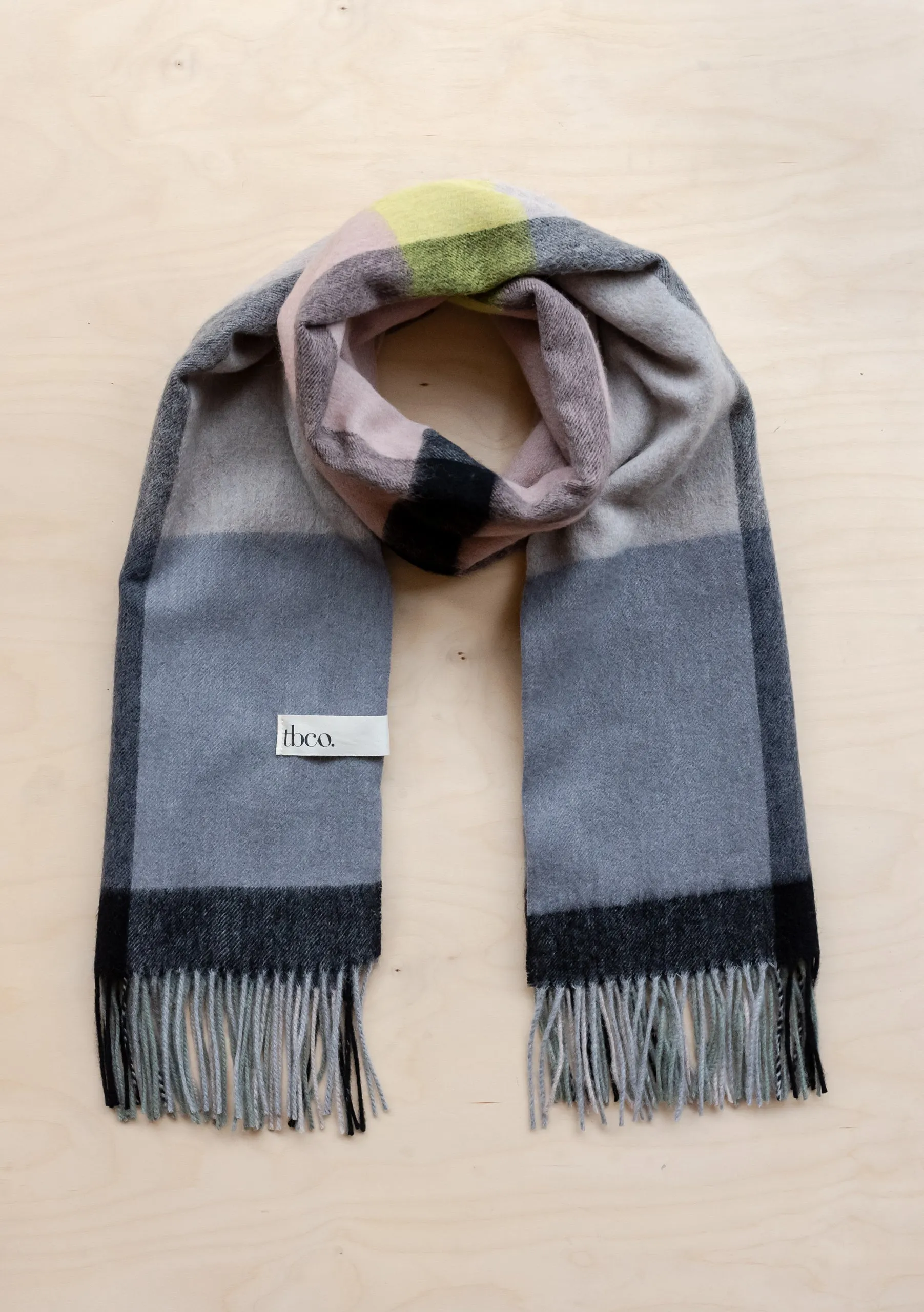 Lambswool Blanket Scarf in Slate Modern Check