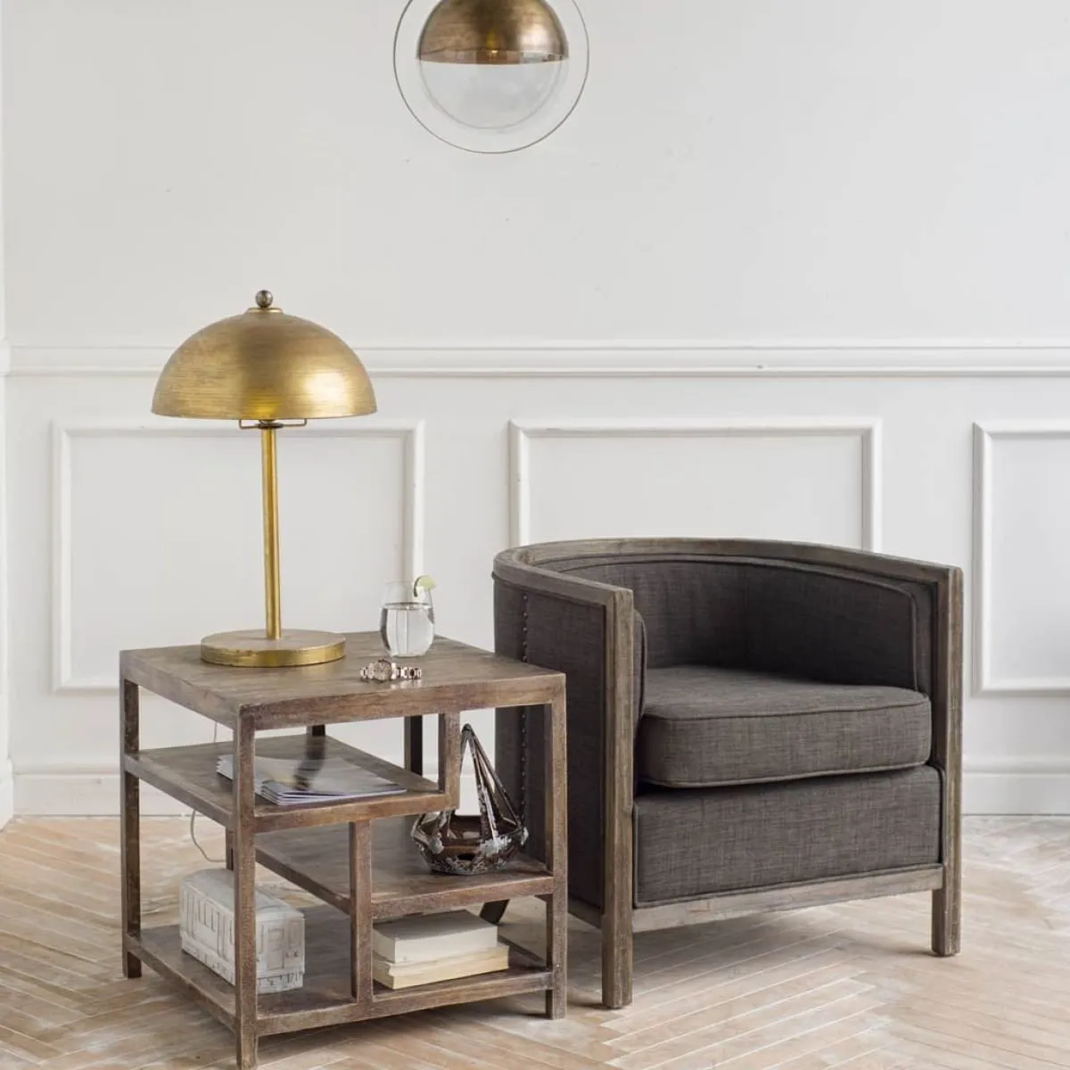Leighton Pendant Light Gold Metal | Glass Globe