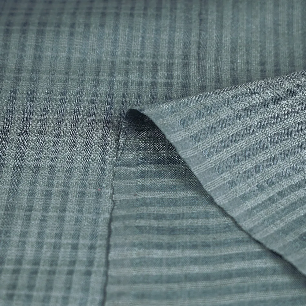 Light Green Vidarbha Tussar Silk Checks Handloom Fabric