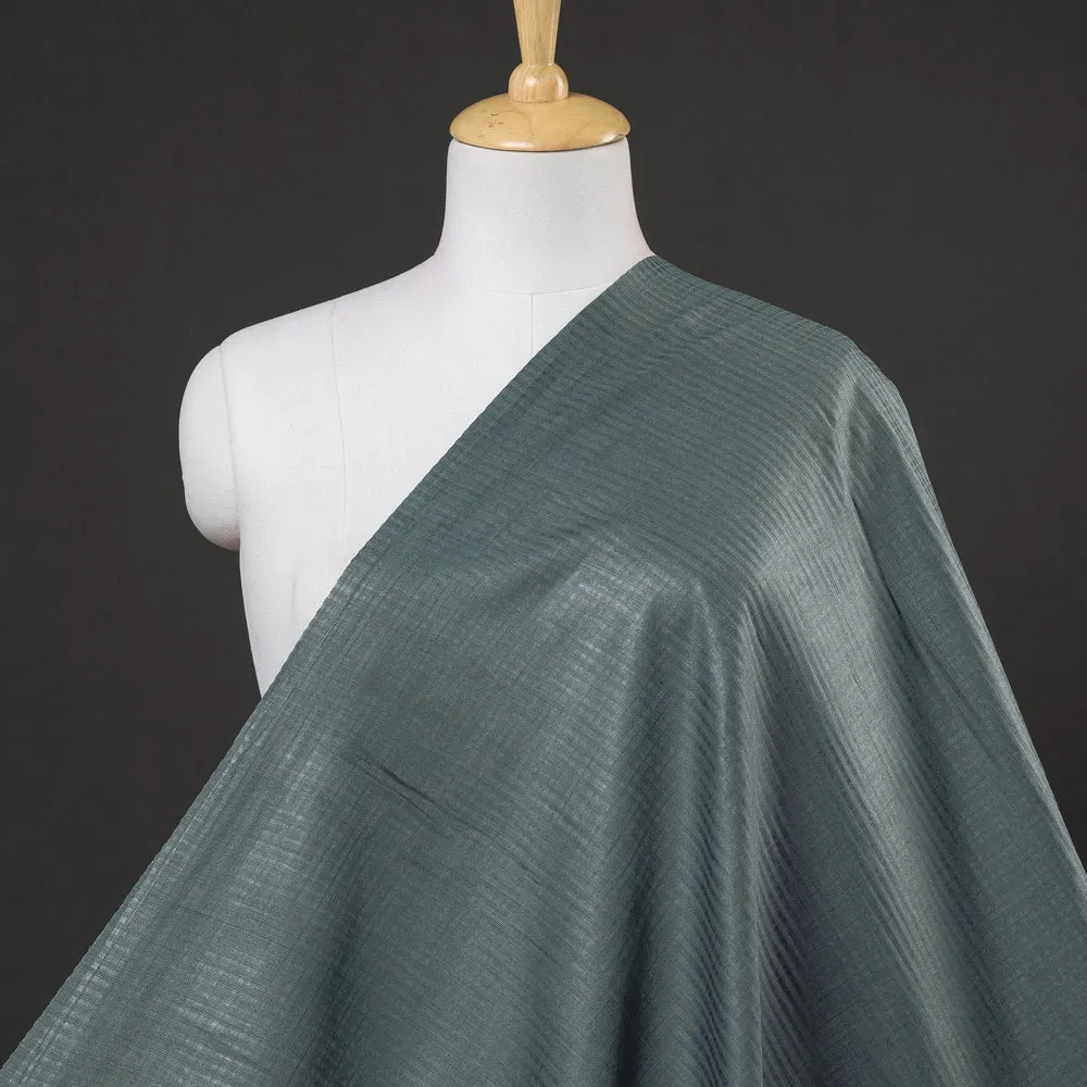 Light Green Vidarbha Tussar Silk Checks Handloom Fabric