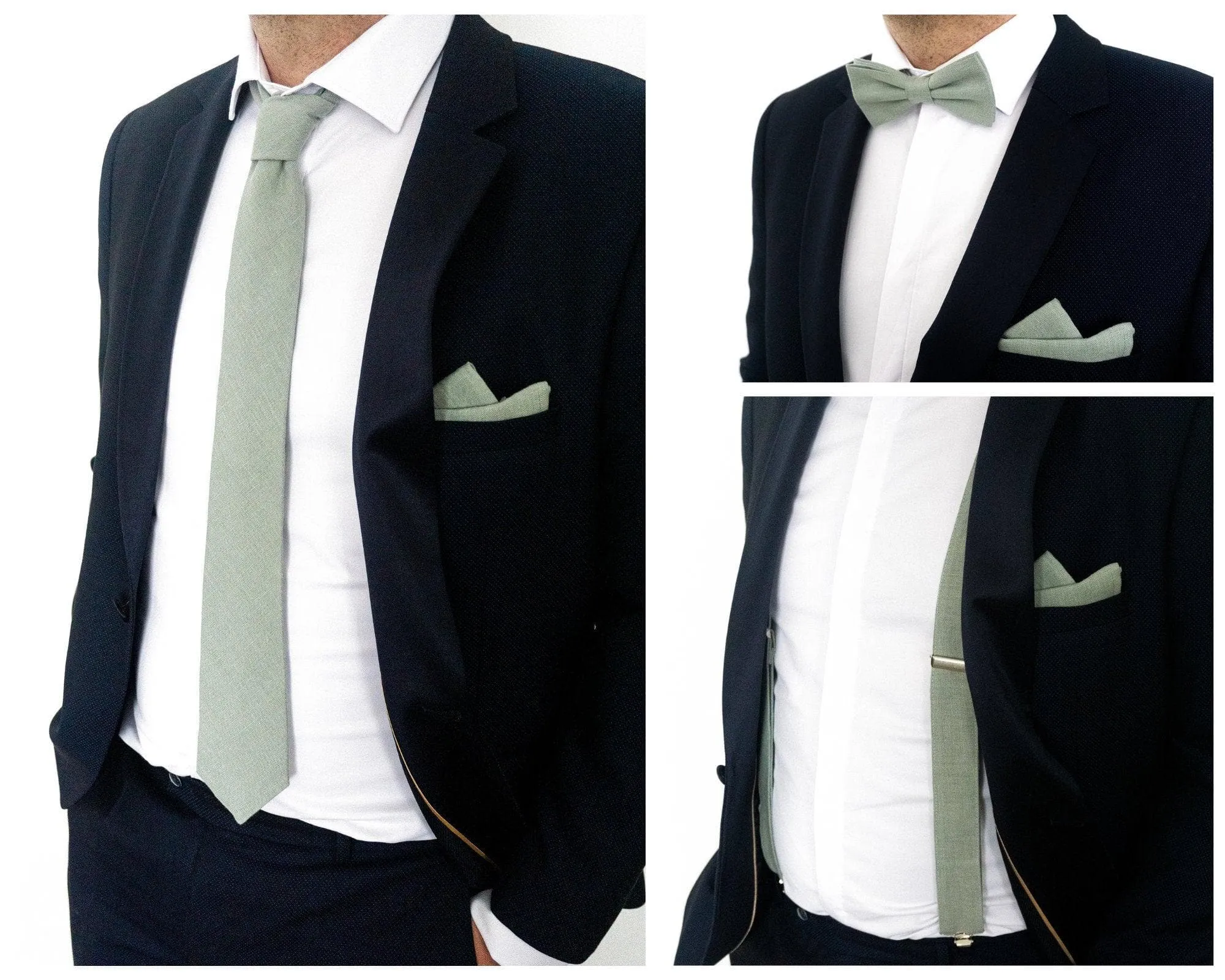 Light Sage Green Bow Tie and Pocket Square Set