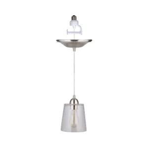 NEW Brushed Nickel Clear Glass Shade Instant Pendant Conversion Kit