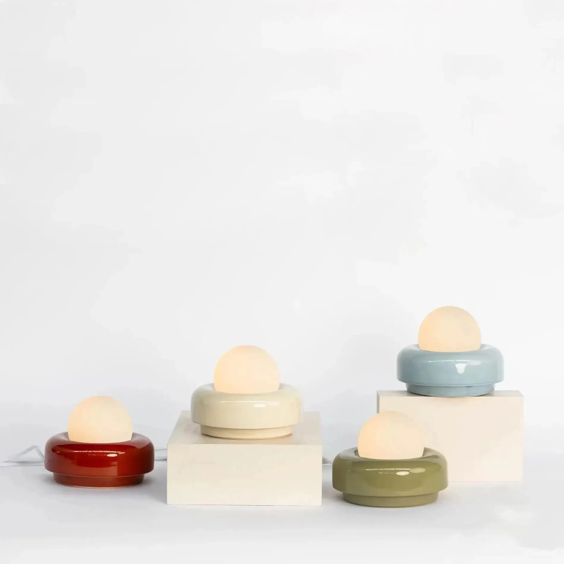 New Glass Ball Ceramic Table Lamp Bedroom Bedside Lamp Macaron Color