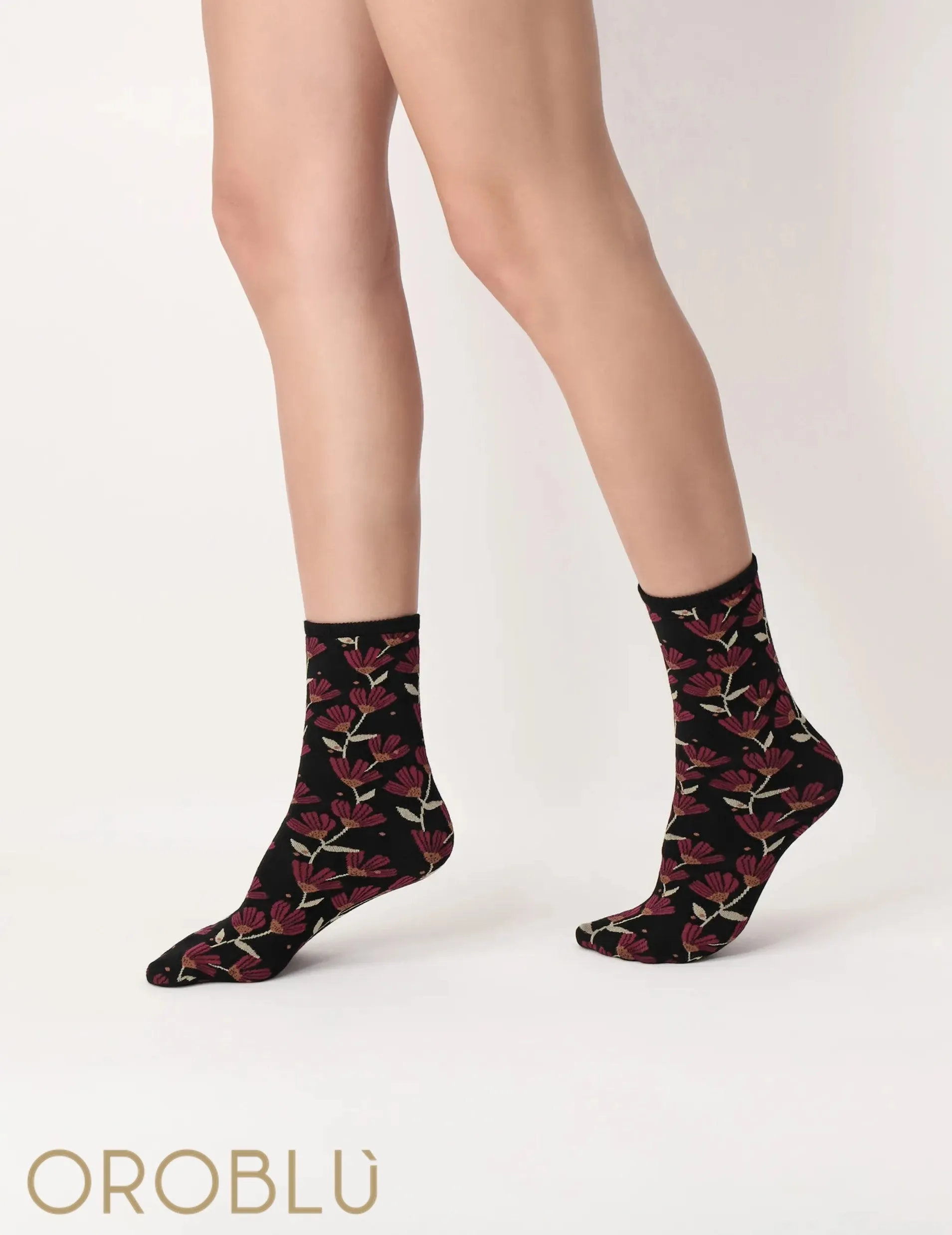 Oroblu Sale In Bloom Socks Black/Bordeaux VOBC67520