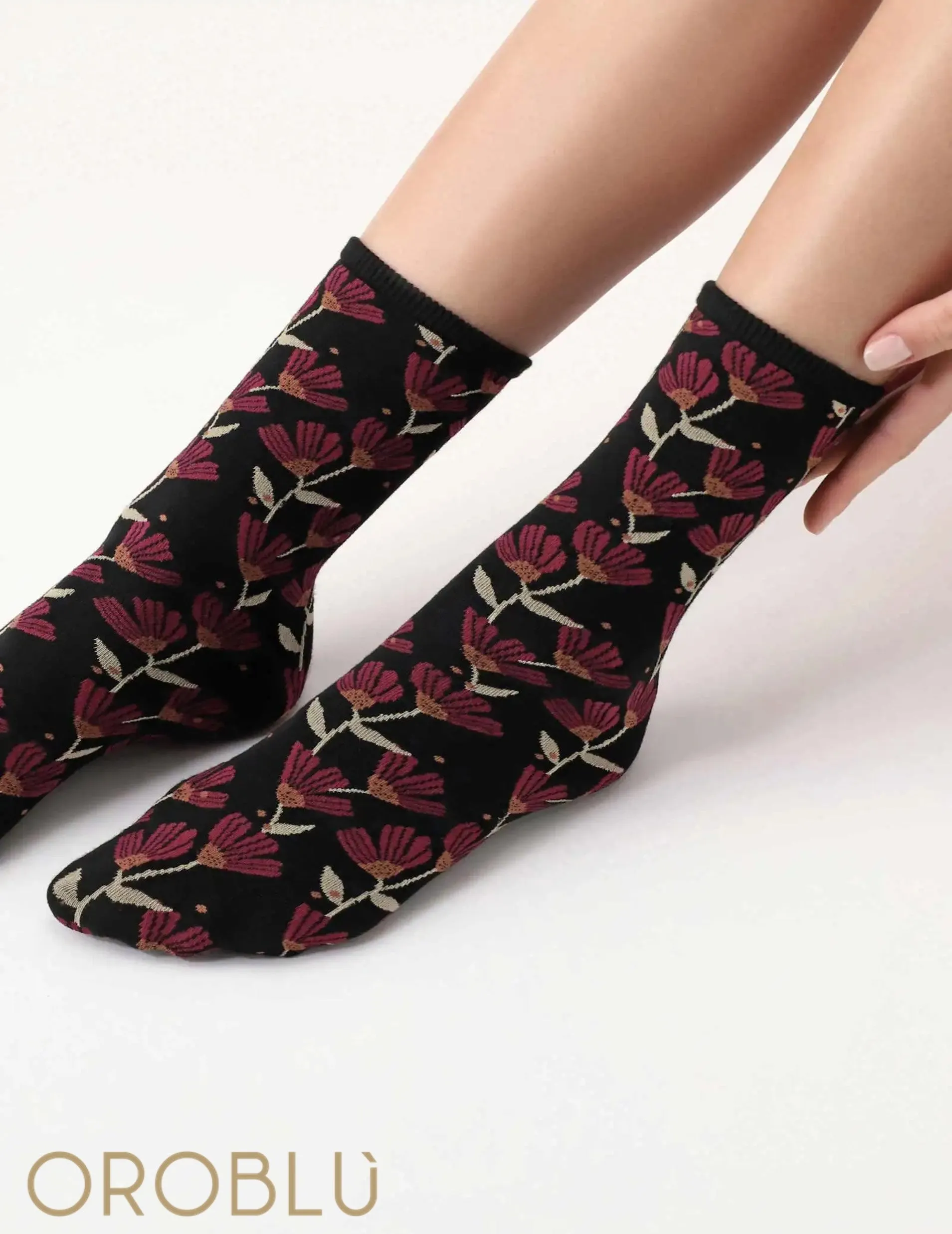 Oroblu Sale In Bloom Socks Black/Bordeaux VOBC67520