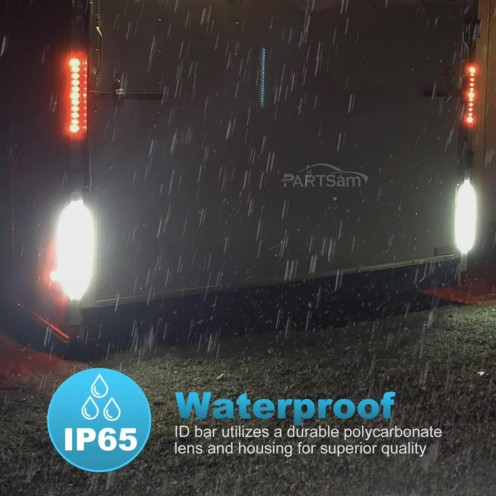 Partsam 2PCS 17" White 23LED Surface Mount Truck Reverse Backup Tail Light Bars Waterproof