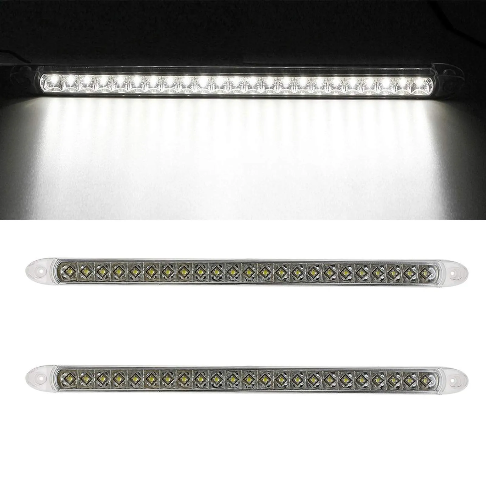 Partsam 2PCS 17" White 23LED Surface Mount Truck Reverse Backup Tail Light Bars Waterproof