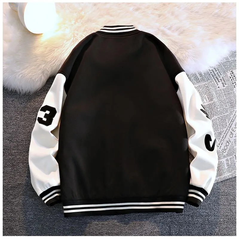 Plus Casual Loose Fit Varsity Jacket