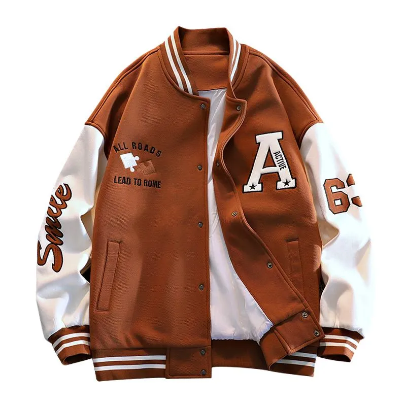Plus Casual Loose Fit Varsity Jacket