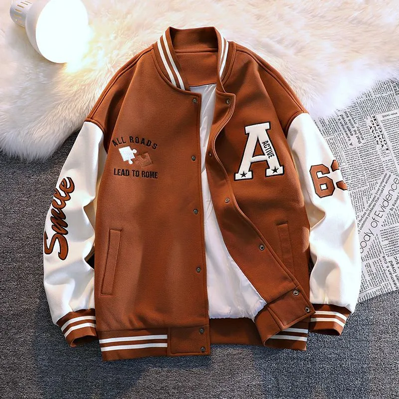 Plus Casual Loose Fit Varsity Jacket