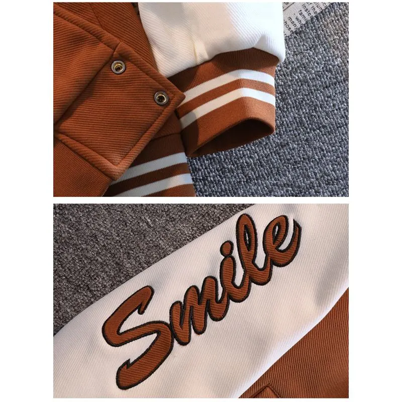 Plus Casual Loose Fit Varsity Jacket