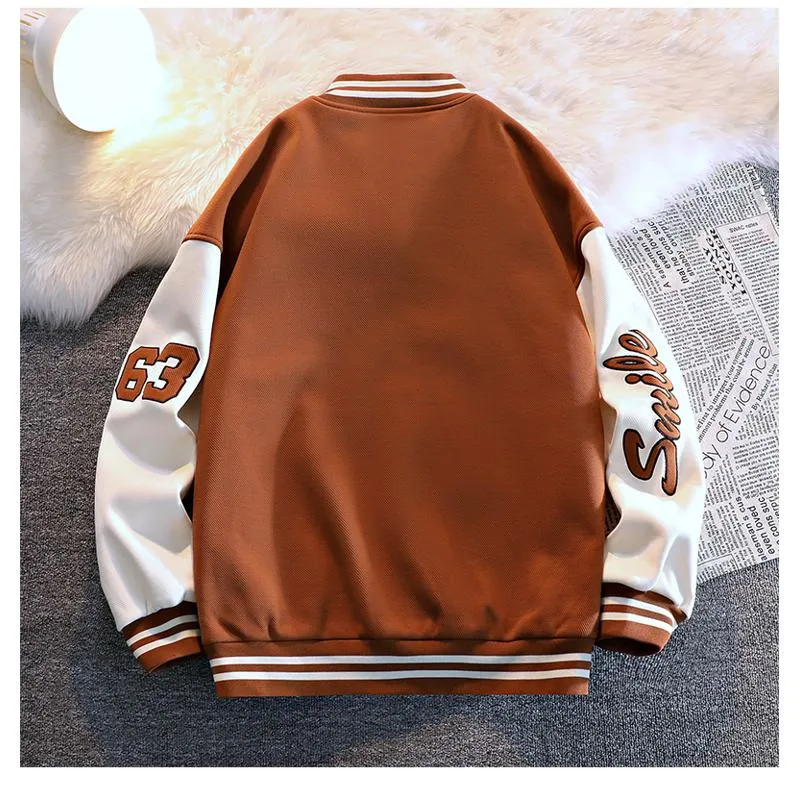 Plus Casual Loose Fit Varsity Jacket