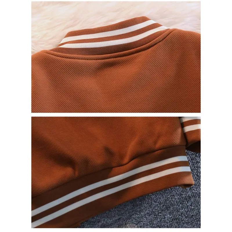 Plus Casual Loose Fit Varsity Jacket