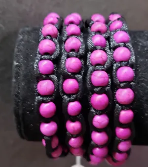 Purple Howlite in Nylon Triple/Quadruple Wrap Bracelet, 31" Length.