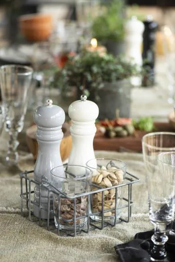 Salt and Pepper Mill Set in White, Grey & Black