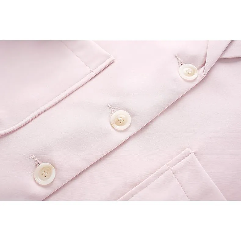 Solid Color Loose Fit Preppy Style Blazer