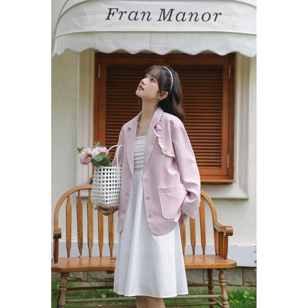 Solid Color Loose Fit Preppy Style Blazer